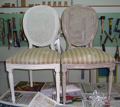 pintura decorativa sillas rejilla