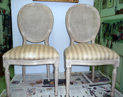 pintura decorativa sillas rejilla